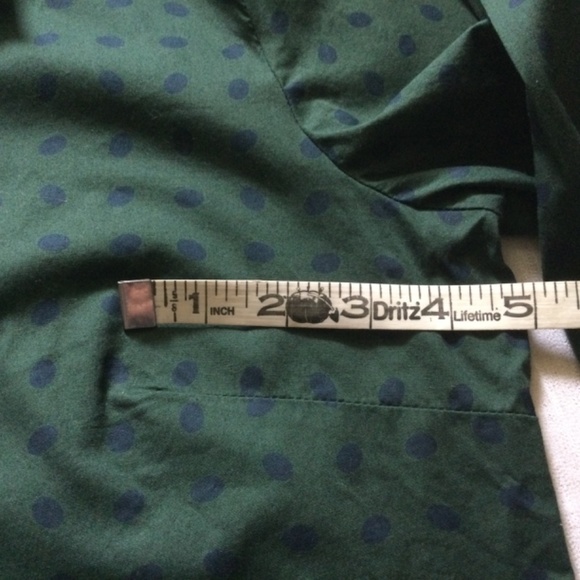 Gibson Button Down Polka Dot Blouse Contrast Plaid Collar and Cuffs SZ M - Picture 11 of 13